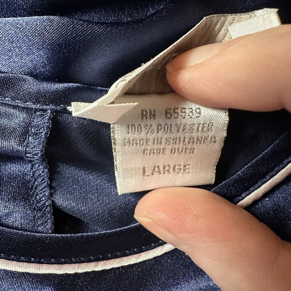 Jones New York Satin Sleep Set Womens Large Navy Tank Top Pants‎ Lounge